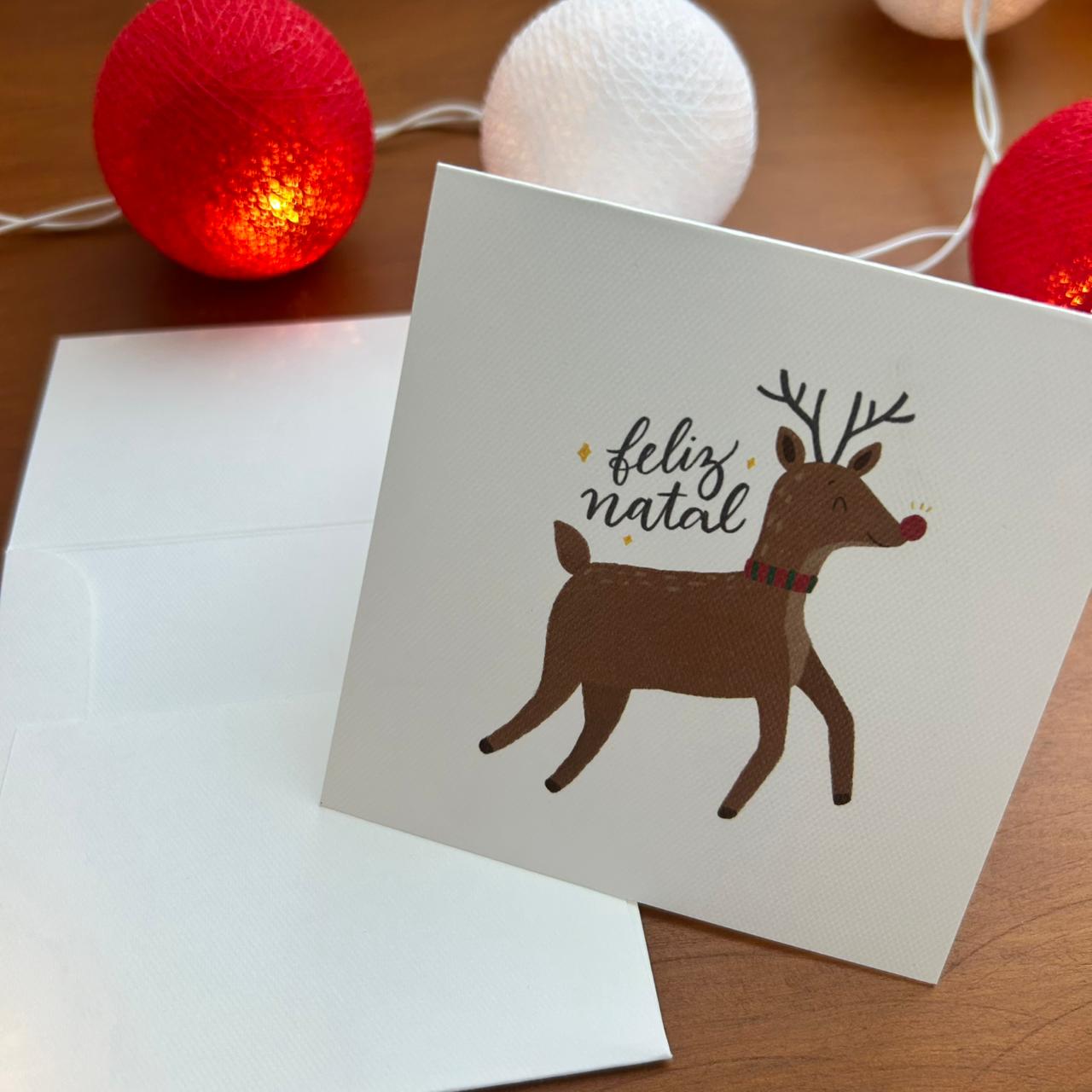 Cartão de Natal Rena